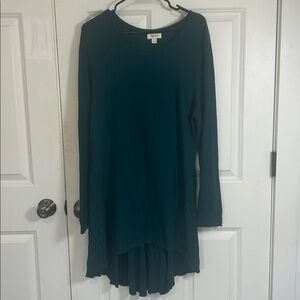 Style & Co. Long Sleeve Sweater Dress size XL teal green long sleeve short front